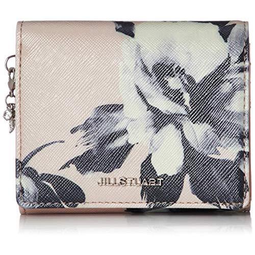 [ジルスチュアート] 折財布 【グロスペタル】 オリジナル花柄プリント 牛革エナメル 型押し かぶせ二つ折り財布 内ファスナー小銭入付 オリジナルチャ