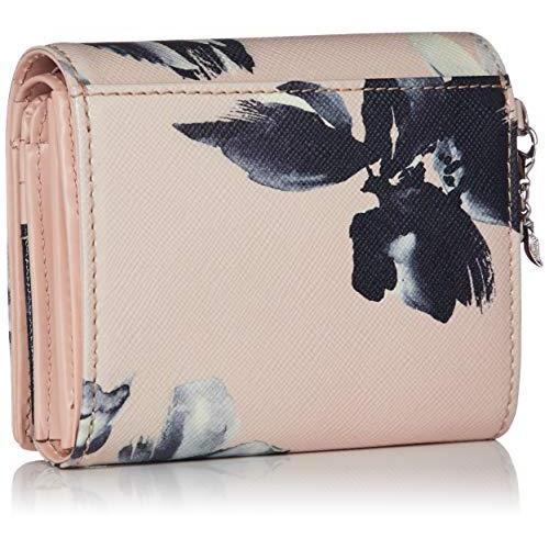 [ジルスチュアート] 折財布 【グロスペタル】 オリジナル花柄プリント 牛革エナメル 型押し かぶせ二つ折り財布 内ファスナー小銭入付 オリジナルチャ あり 中仕切り付き