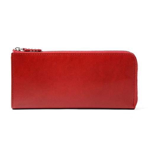 本革 財布 薄型 ファスナー 長財布 スキミング防止 Mura ファスナー レッド B07k3tw7pt S 2109 Mura 財布 Rfid レディース