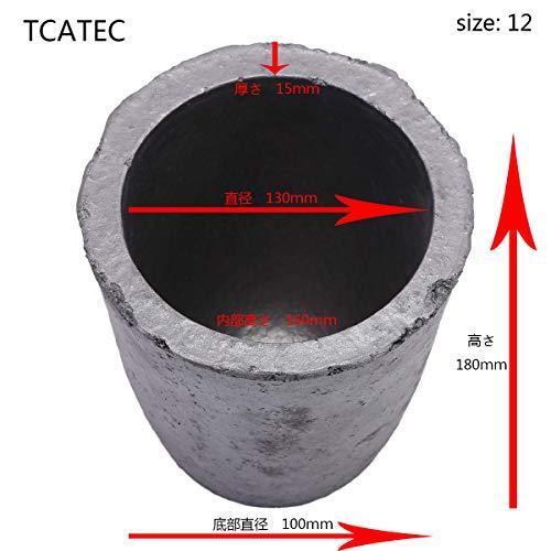 TCATEC 坩堝 1500ML 炭化珪黒鉛坩堝 るつぼ 鋳造インゴット 金型 180MM高さ 溶融金属 金 銀 銅など (SIZE 12)｜meki｜02