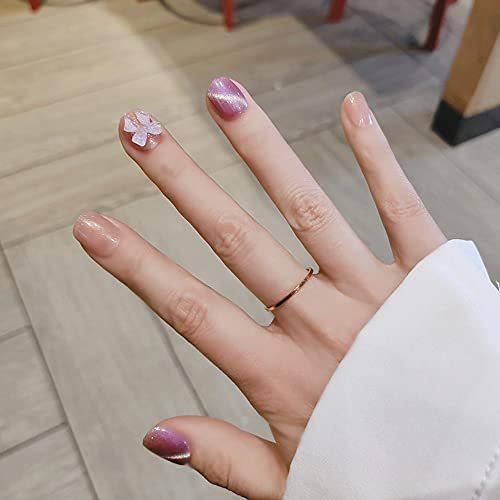24枚入り ショート ネイルチップ 3d小花 透き通 パープル ラデーション グリッター ネイル S メキメキヤフーショップ 通販 Yahoo ショッピング
