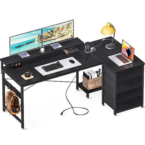 ODK l字デスク パソコンデスク 引き出し4杯付き 幅160cm ゲーミング  