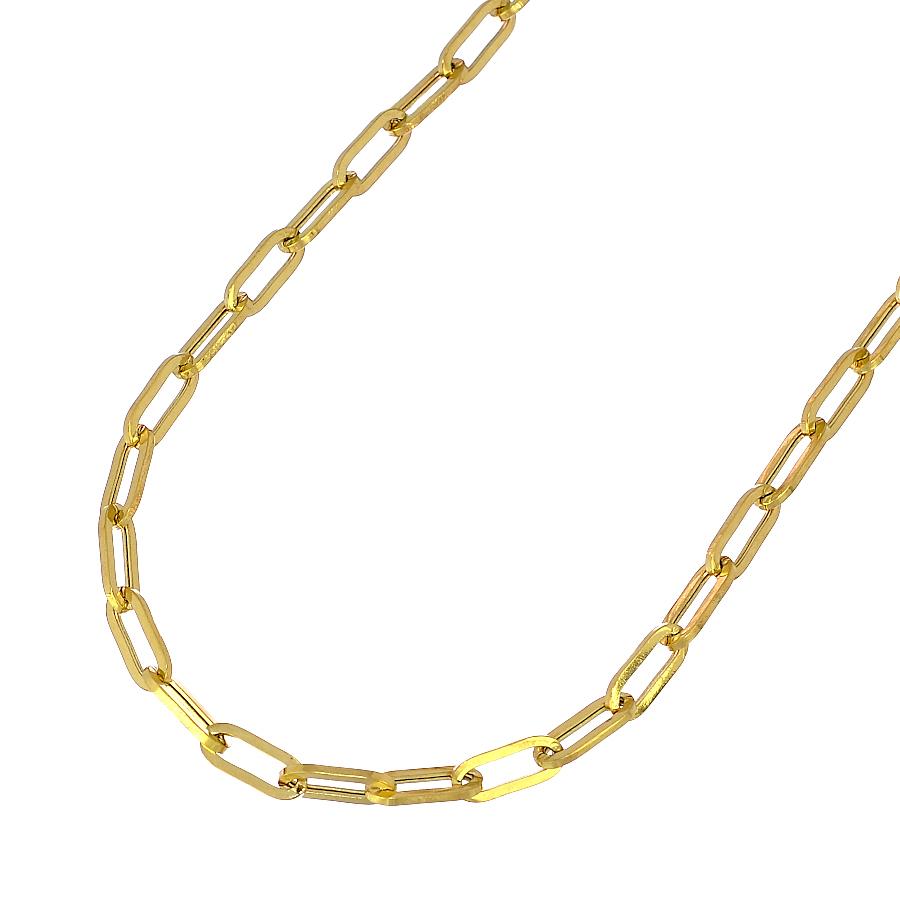ネックレス 中空 ペーパークリップ チェーン K18YG イエローゴールド  