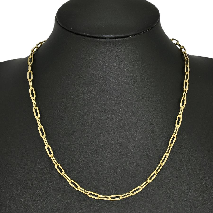 ネックレス 中空 ペーパークリップ チェーン K18YG イエローゴールド  