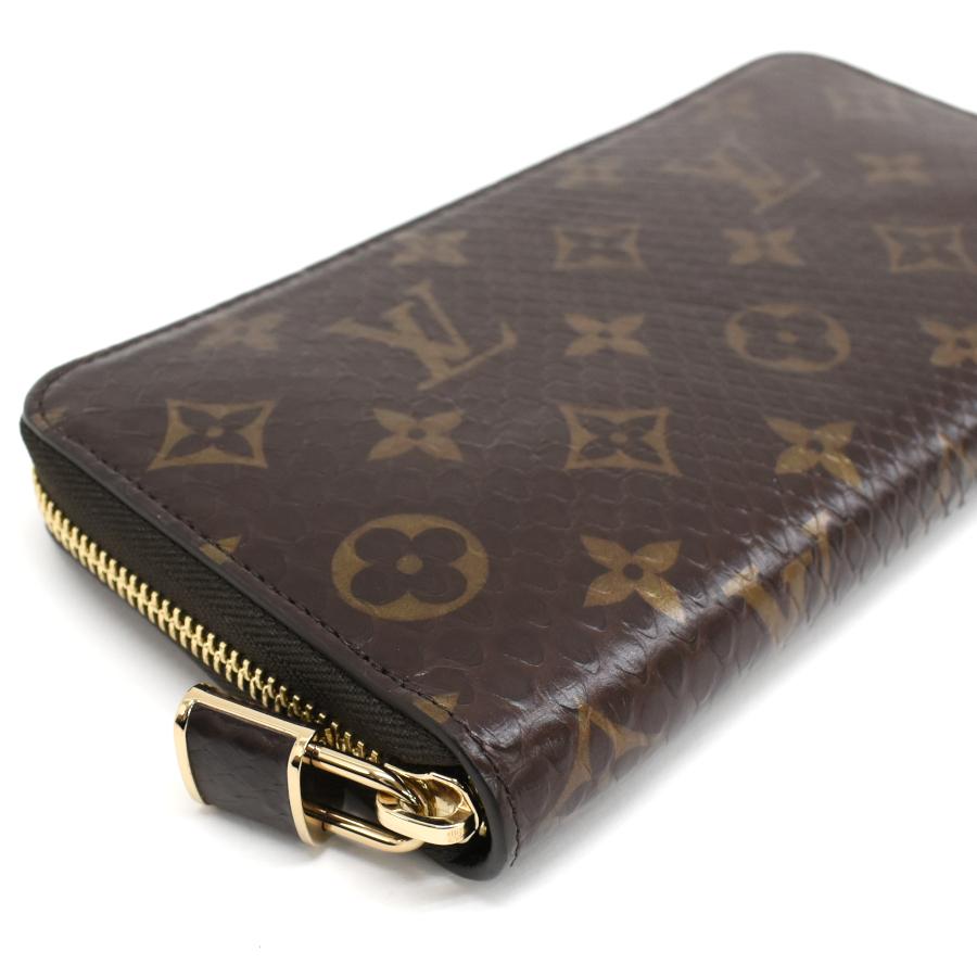未使用品 ルイヴィトン ジッピーウォレット N80148 モノグラム パイソン レザー ブラウン LOUIS VUITTONの画像