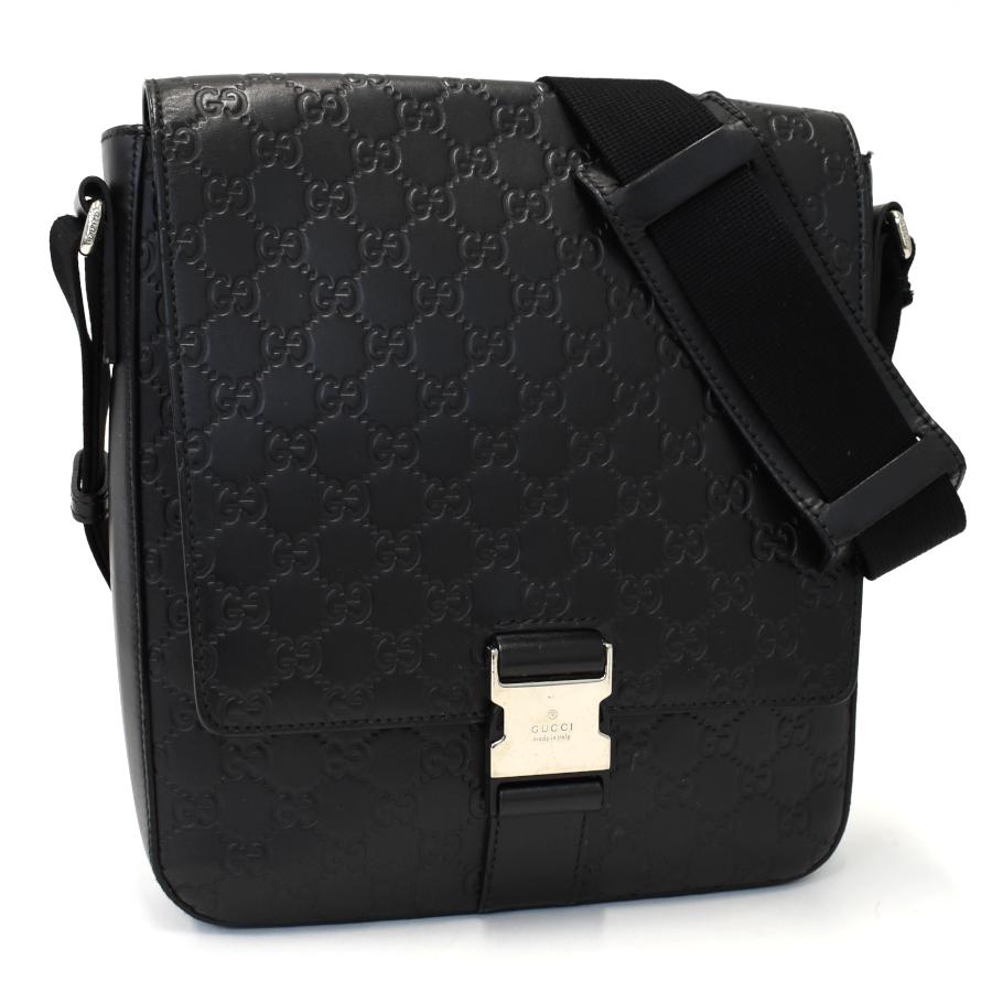 GUCCI グッチ シマ ショルダーバッグ 406368 ブラック レザー : メル 