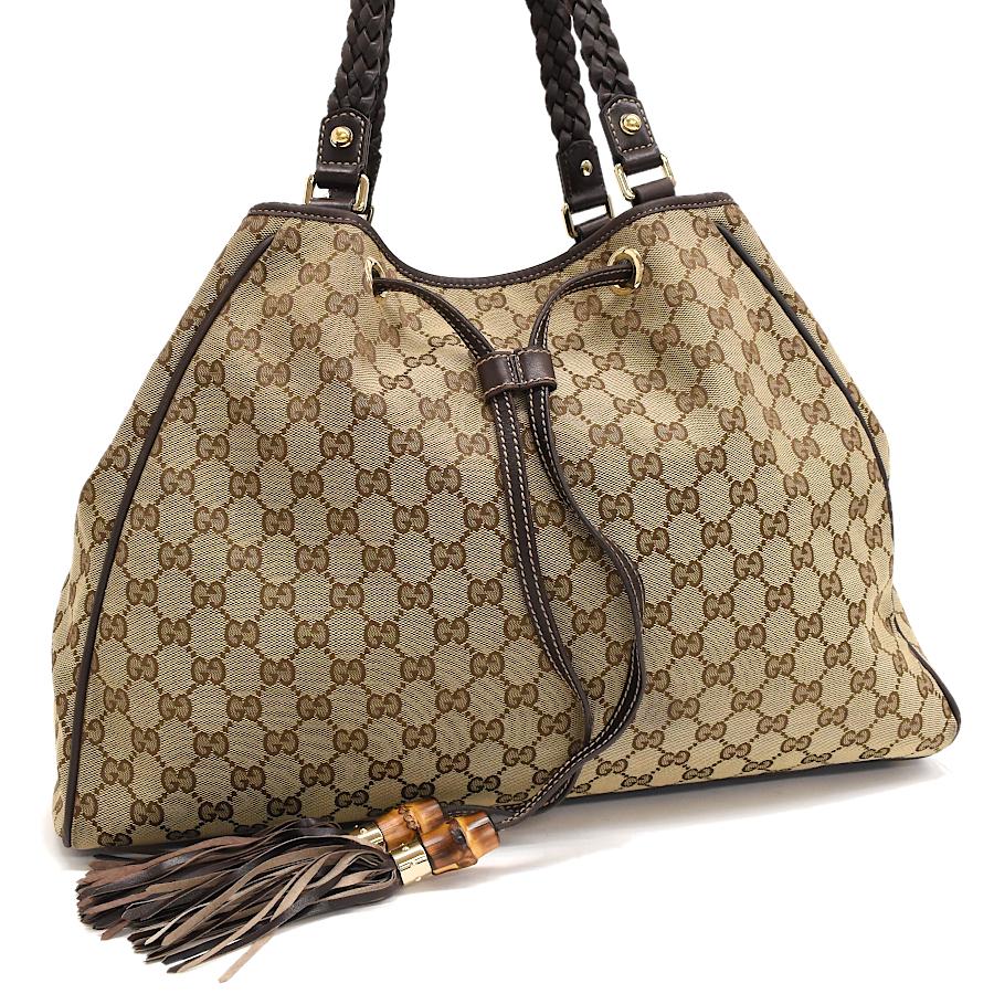 GGキャンバス グッチ トートバッグ 170206 バンブータッセル ベージュ  