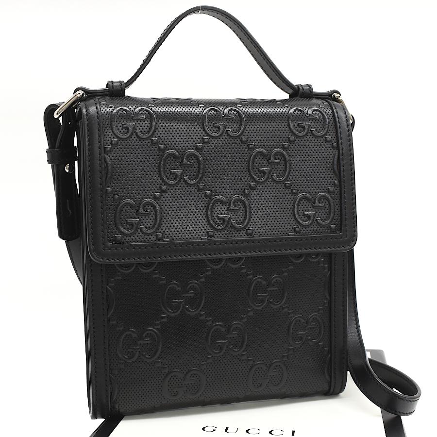 新品同様 グッチ GGエンボス メッセンジャーバッグ ショルダーバッグ 