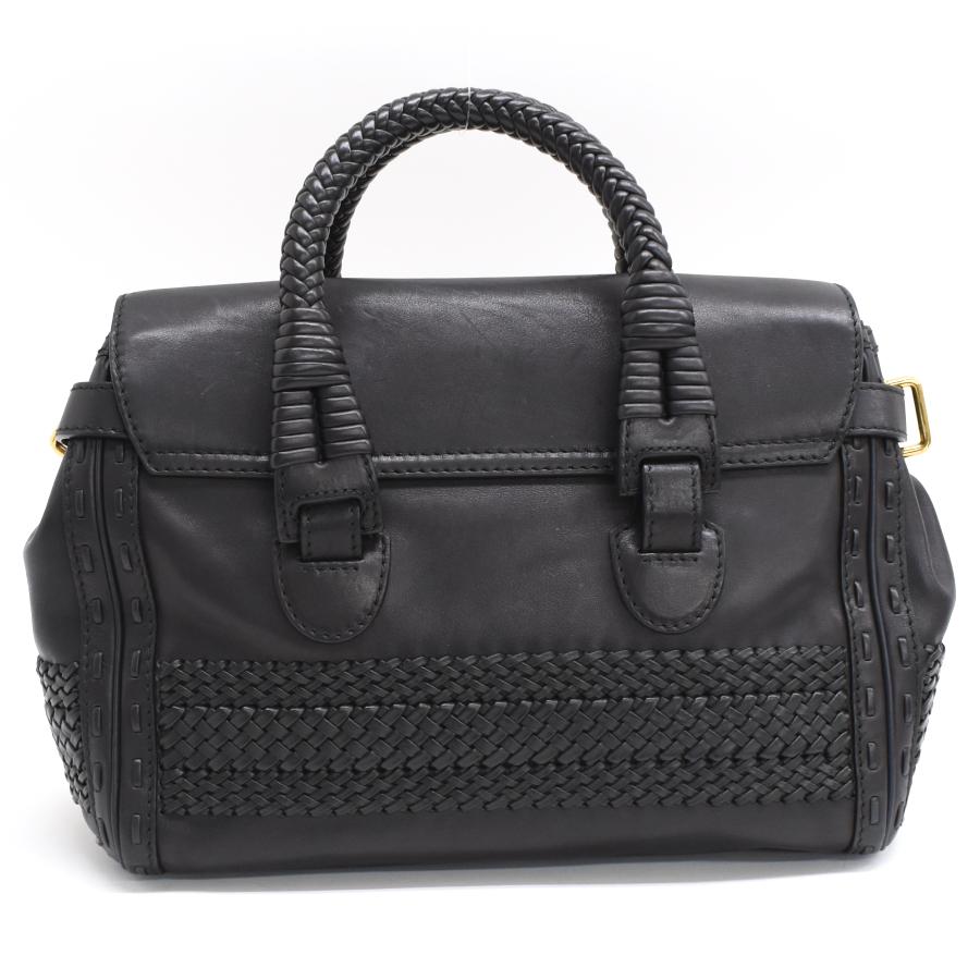 GUCCI（グッチ） ウーヴンウェブ ハンドバッグ 263945 レザー ブラック