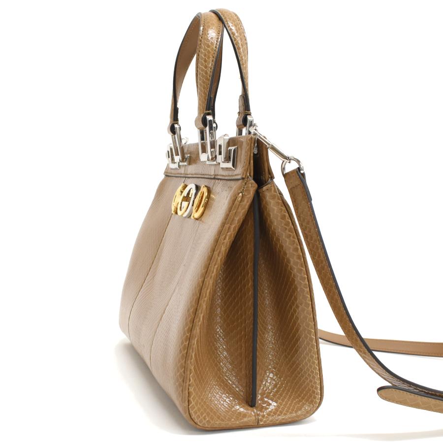 GUCCI（グッチ） 2wayバッグ 569712 ズゥミ レザー パイソン ベージュ 