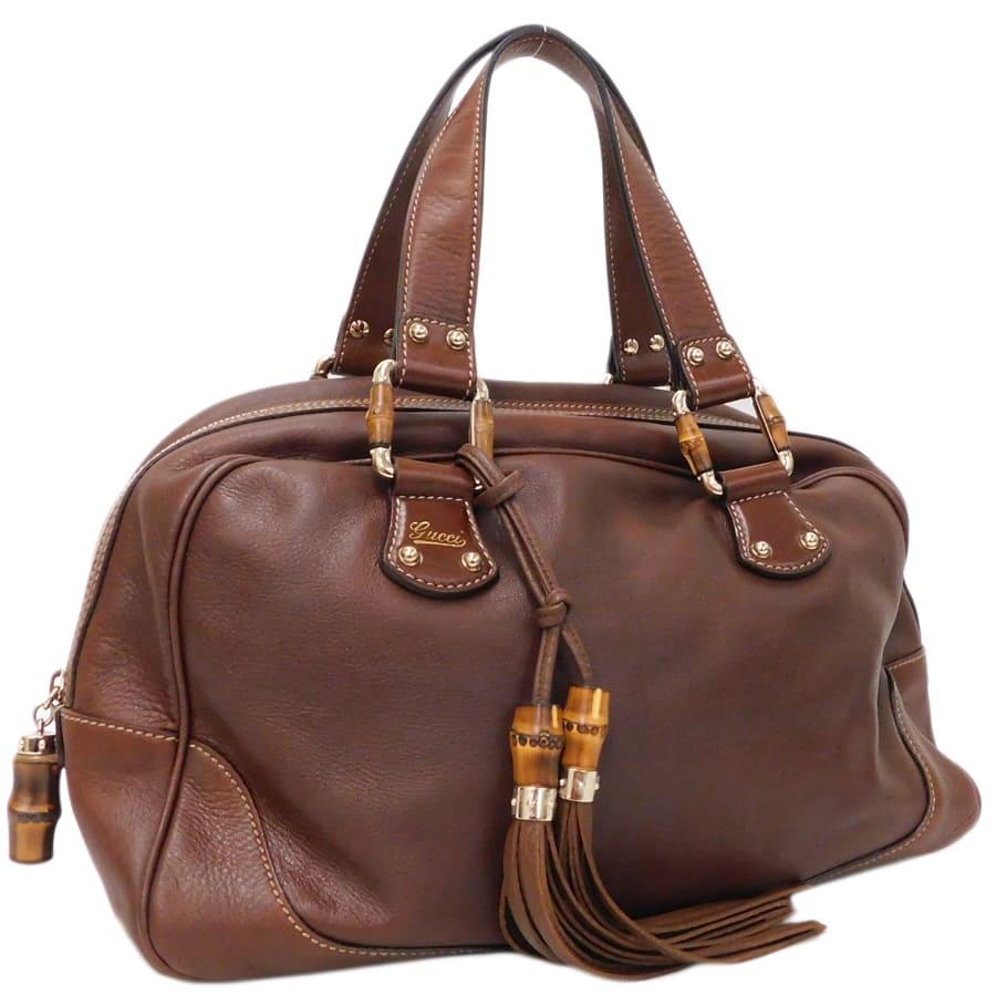 GUCCI（グッチ） ミニボストンバッグ 154377 バンブー レザー ブラウン