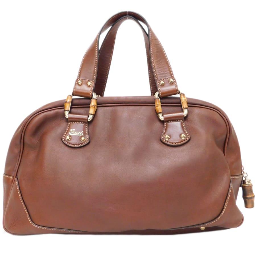 GUCCI（グッチ） ミニボストンバッグ 154377 バンブー レザー ブラウン