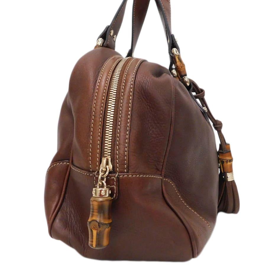GUCCI（グッチ） ミニボストンバッグ 154377 バンブー レザー ブラウン