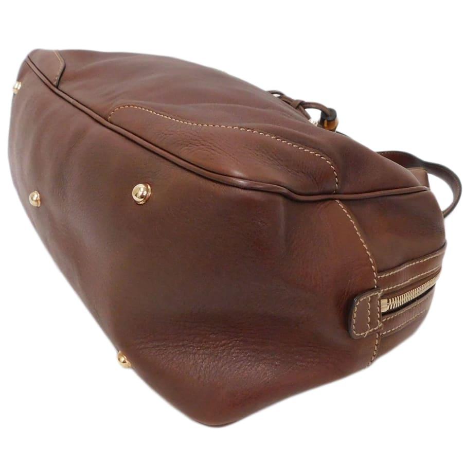 GUCCI（グッチ） ミニボストンバッグ 154377 バンブー レザー ブラウン