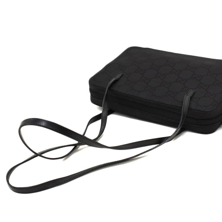 .-☆GUCCI グッチ カデナ レザー ショルダー バッグ ブラック GUCCI（グッチ） 新品同様 GGナイロン ショルダーバッグ 001・3074