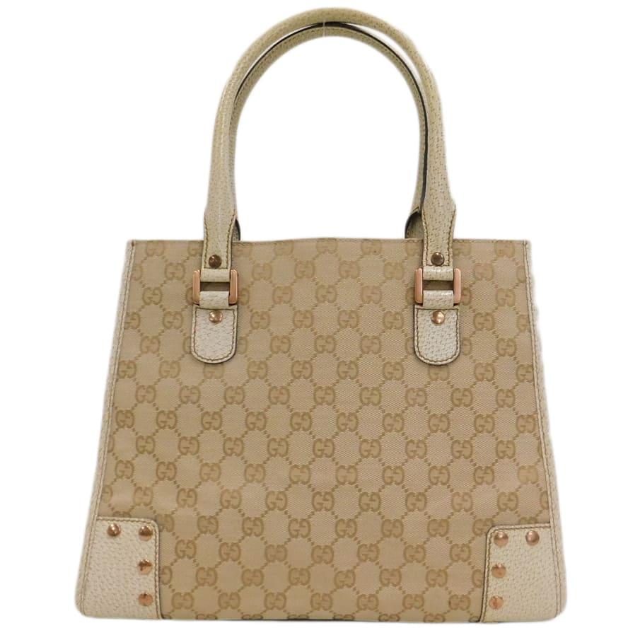 GUCCI（グッチ） 新品同様 トートバッグ ベージュ系 キャンバス×レザー