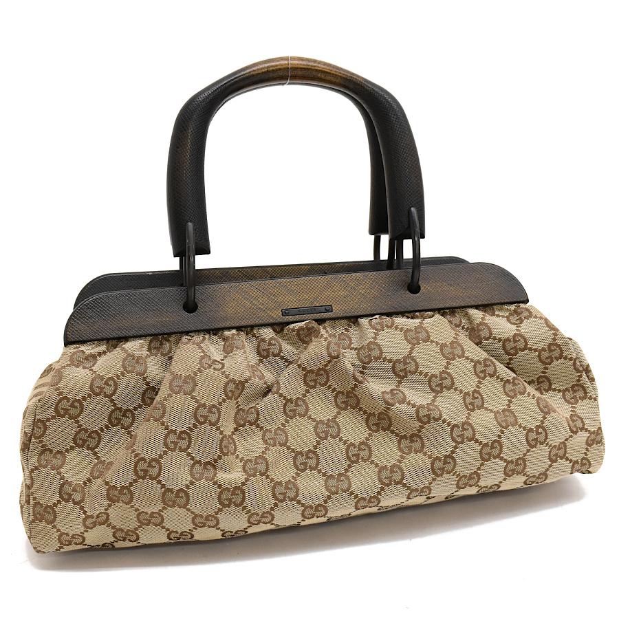 GUCCI バンブー ハンドバッグ レザー ブラウン GUCCI（グッチ） ハンドバッグ 112683 ウッドハンドル GGキャンバス