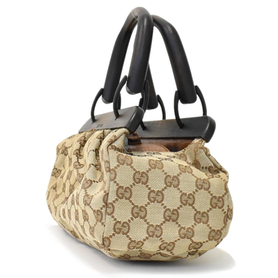 GUCCI バンブー ハンドバッグ レザー ブラウン GUCCI（グッチ） ハンドバッグ 112683 ウッドハンドル GGキャンバス