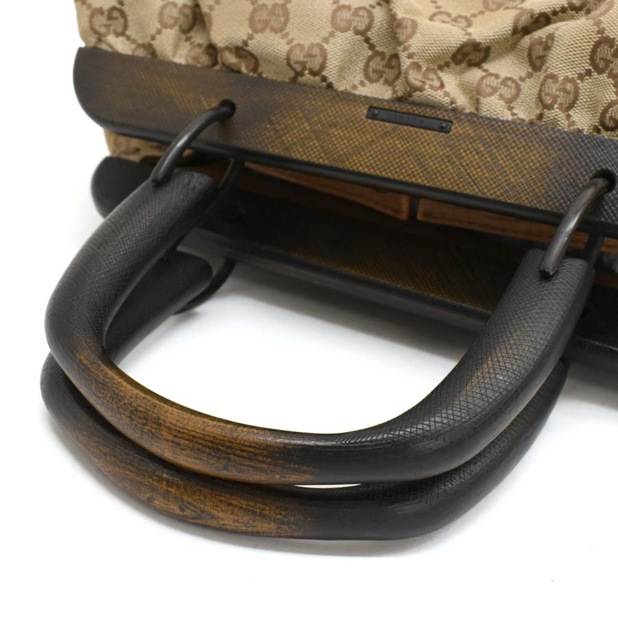 GUCCI（グッチ） ハンドバッグ 112683 ウッドハンドル GGキャンバス