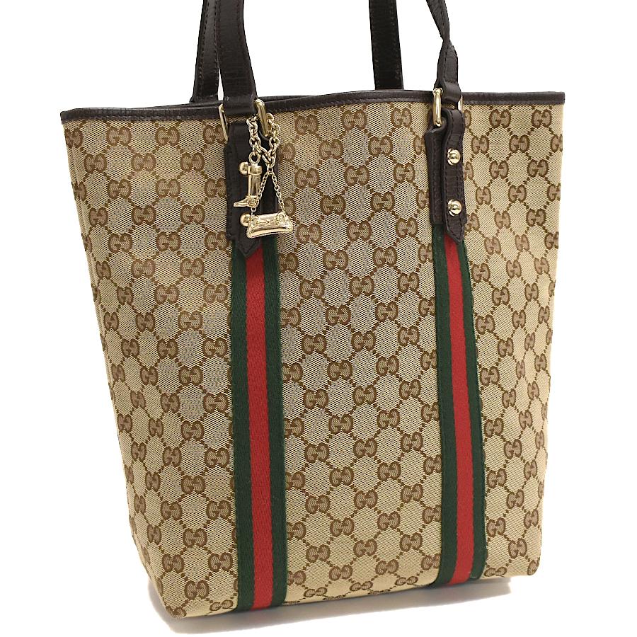GGキャンバス グッチ トートバッグ 162899 ジャガード レザー ベージュ