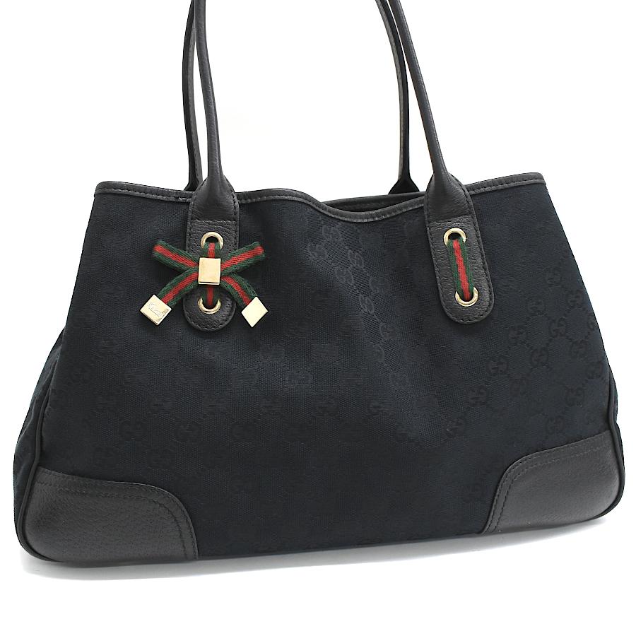 GGキャンバス グッチ プリンシー トートバッグ 163805 レザー ブラック