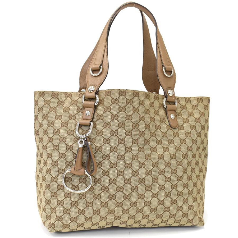 GUCCI グッチ トートバッグ キャンバス レザー ベージュ GUCCI（グッチ） トートバッグ GGキャンバス レザー 120895 ベージュ