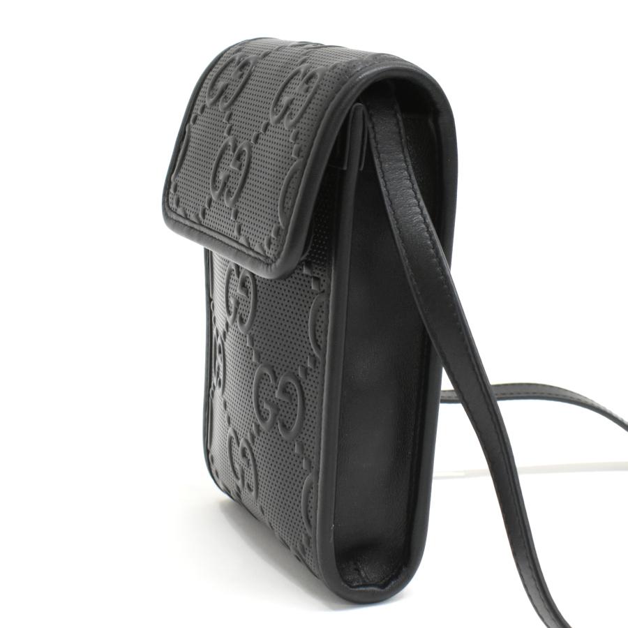 グッチ クロスボディ ショルダーバッグ ポーチ 625571 GGエンボス レザー ブラック GUCCI_1