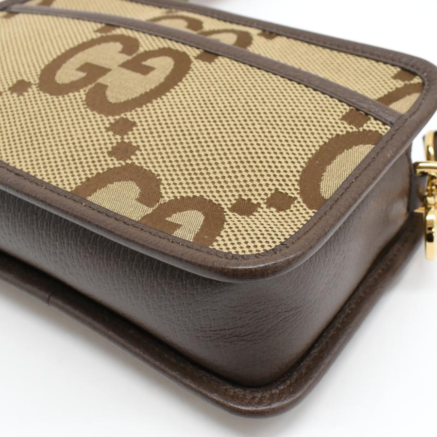 ★3日以内返品可★ 美品 GUCCI グッチ ジャンボGG キャンバス レザー ショルダーバッグ 696075 ショルダーバッグ ベージュ ブラウン キャンバス レザー レディース GUCCI グッチ 696075 ジャンボGG ミニバッグ ショルダーバッグ