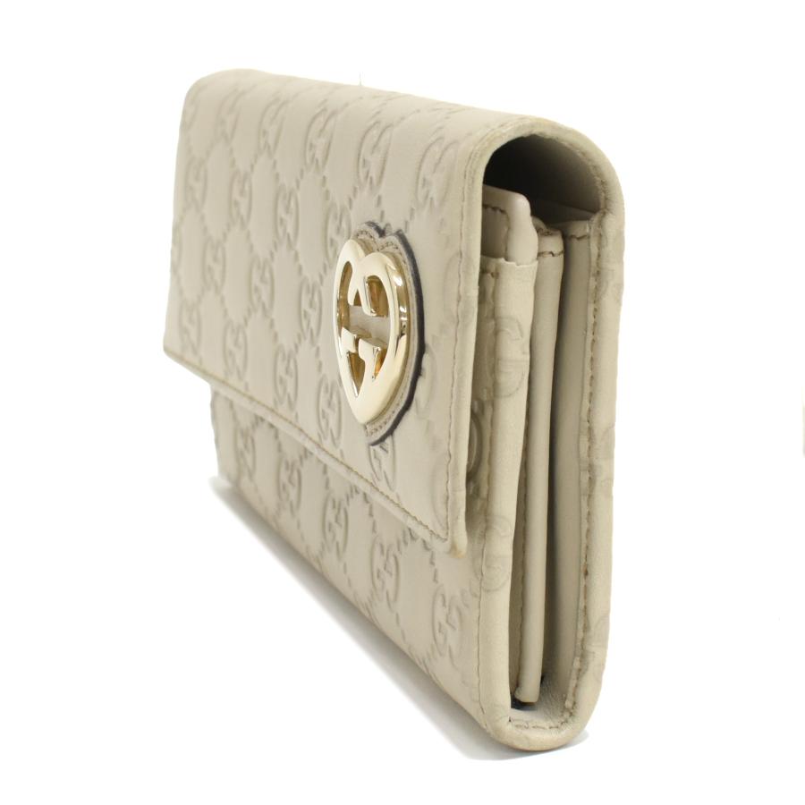 GUCCI ラブリーハート グッチシマ レザー 長財布 ブラック ゴールド 