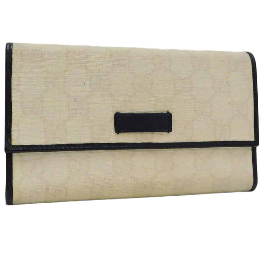 GUCCI（グッチ） 三つ折り長財布 190336 ホワイト×ブラック系 PVC 