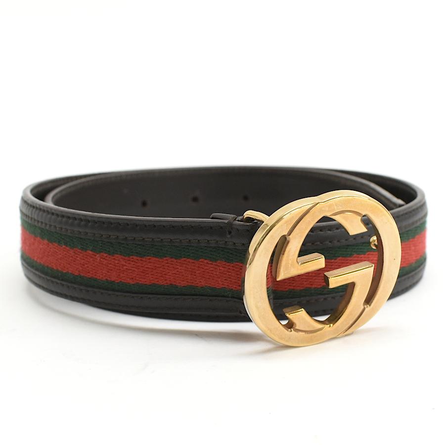 【良品】GUCCI グッチ ベルト インターロッキングG シェリーライン ウェビング グッチ インターロッキングG ベルト 036.1476.1371