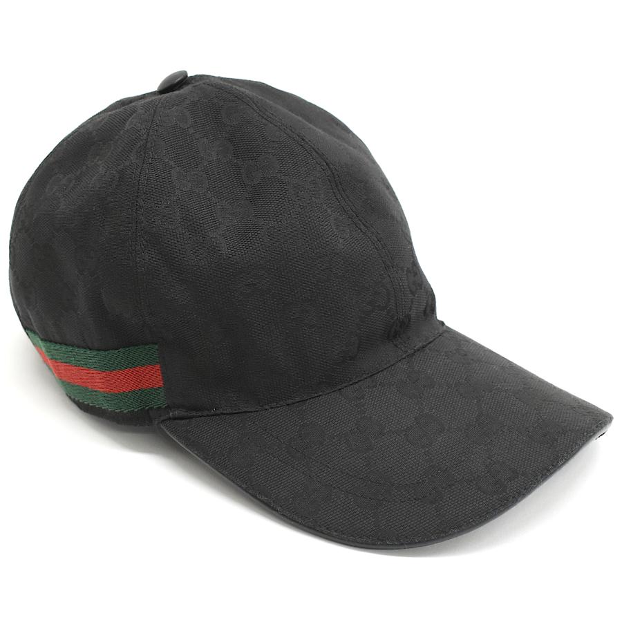 GUCCI ベースボールキャップ GGキャンバス 黒 シェリーライン 美品】GUCCI グッチ GGキャンバスベースボール キャップ シェリー