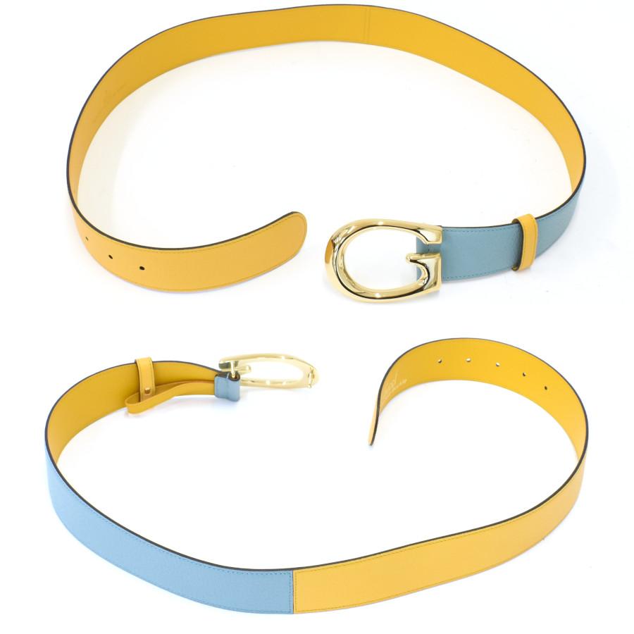 グッチ Gバックル バイカラーベルト 709954 ベルト GUCCI（グッチ） 新品同様 ベルト 709954 Gバックル レザー バイカラー