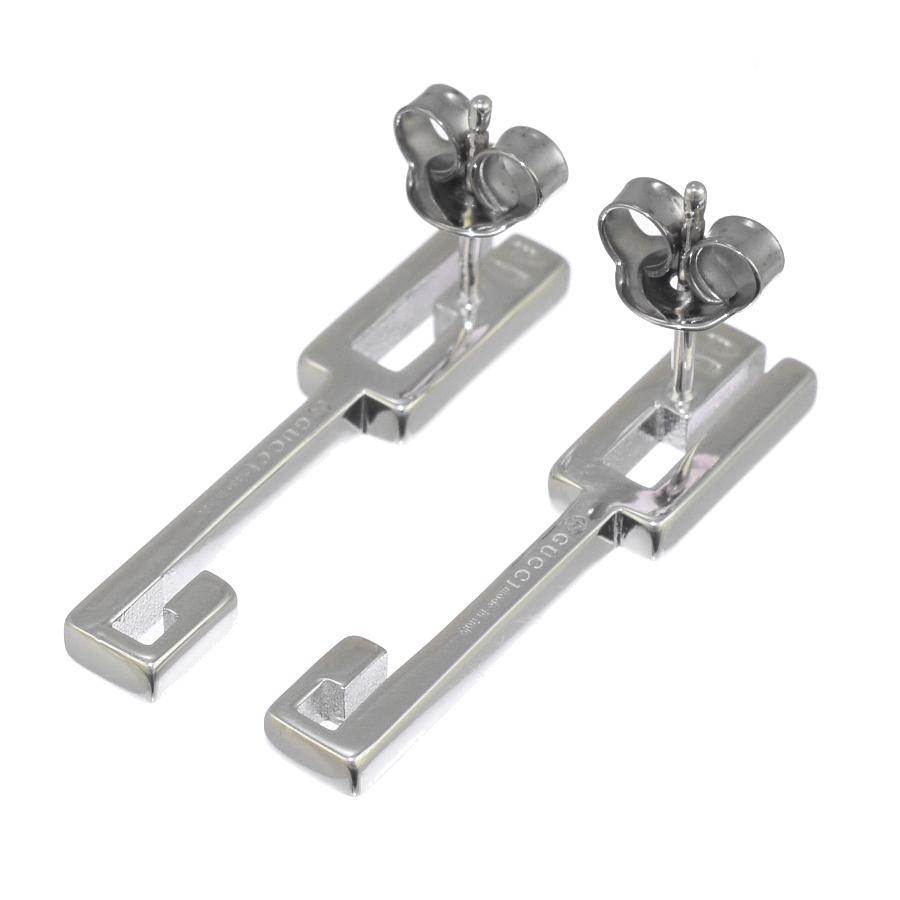 GUCCI シルバー GGロゴ ピアス(両耳用) GUCCI 新品同様 グッチ Gロゴ キーモチーフ ピアス 両耳用