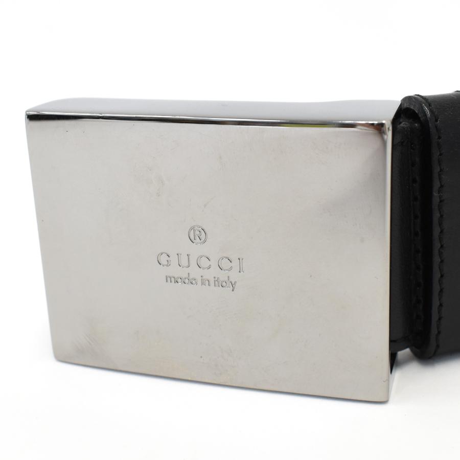 GUCCI（グッチ） ベルト 114990 ロゴ レザー ブラック シルバー金具