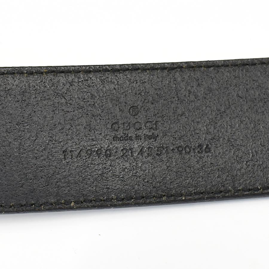 GUCCI（グッチ） ベルト 114990 ロゴ レザー ブラック シルバー金具