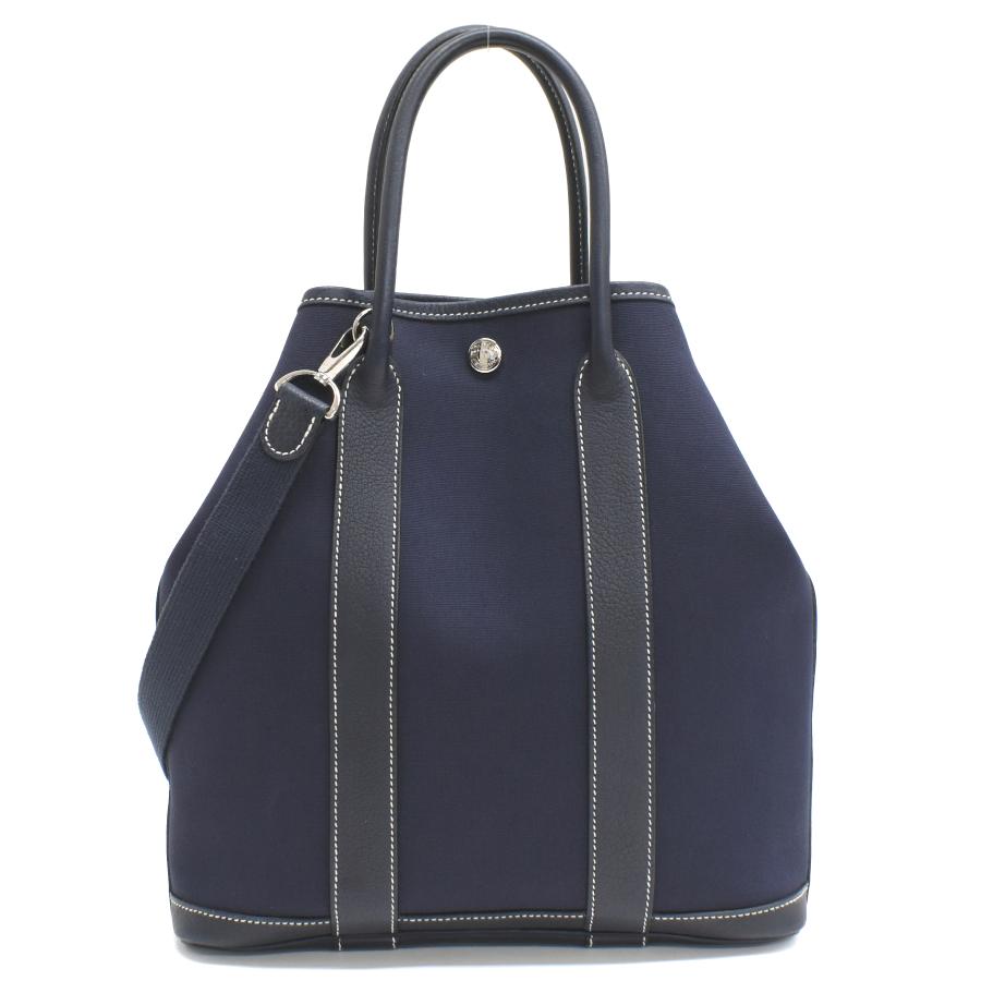 エルメス ガーデンファイルPM 2way トートバッグ □I刻印 トワルオフィシェ コットン レザー ネイビー HERMES | HERMES | 02