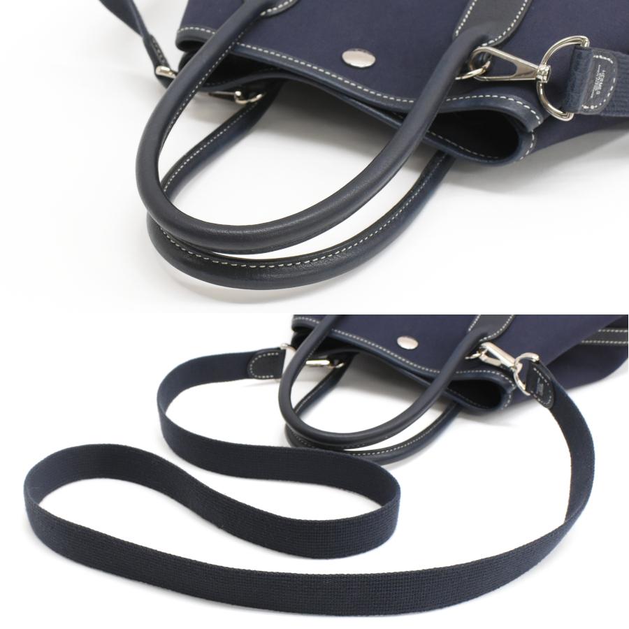 エルメス ガーデンファイルPM 2way トートバッグ □I刻印 トワルオフィシェ コットン レザー ネイビー HERMES | HERMES | 06