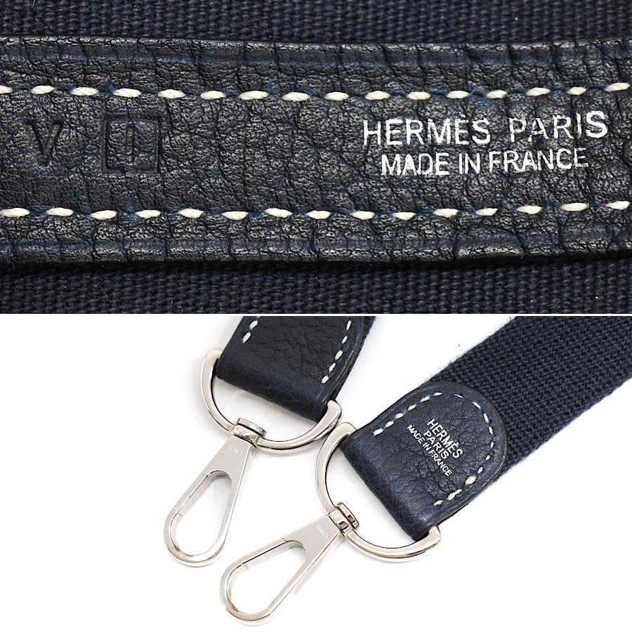 エルメス ガーデンファイルPM 2way トートバッグ □I刻印 トワルオフィシェ コットン レザー ネイビー HERMES | HERMES | 08