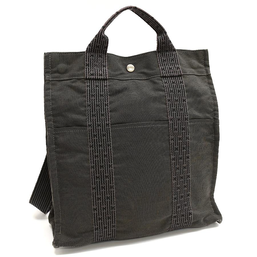 エルメス サックアドMM トート リュックサック エールライン ポリアミドキャンバス グレー HERMES Ad MM | エールライン