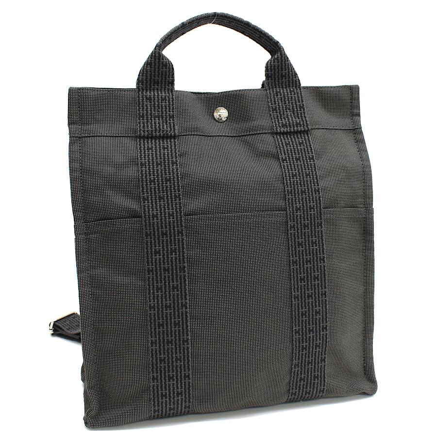 新品同様 エルメス サックアドMM トート リュックサック エールライン ポリアミドキャンバス グレー HERMES Ad MM | エールライン