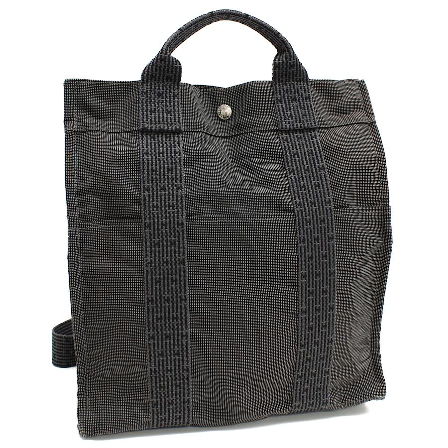 新品同様 エルメス サックアドMM トート リュックサック エールライン ポリアミドキャンバス グレー HERMES Ad MM | エールライン