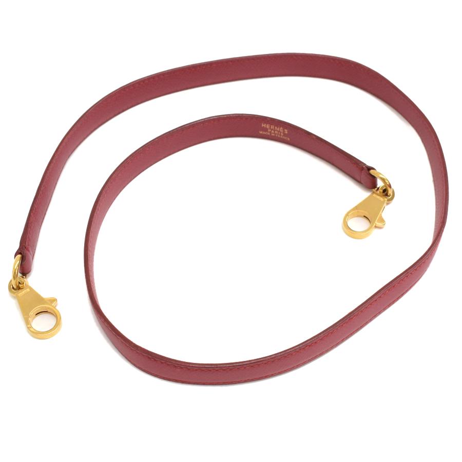 HERMES（エルメス） ショルダーストラップ レザー レッド ゴールド金具