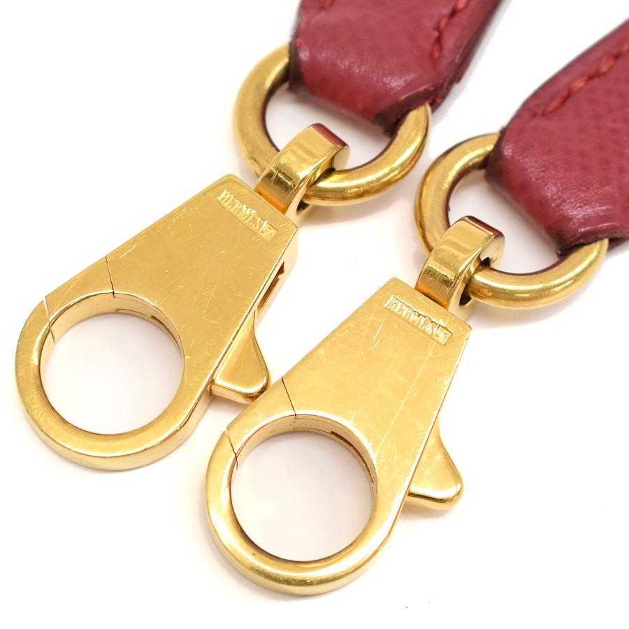 HERMES エルメス ショルダーストラップ レザー ゴールド金具 最安値 HERMES（エルメス） ショルダーストラップ レザー レッド ゴールド金具