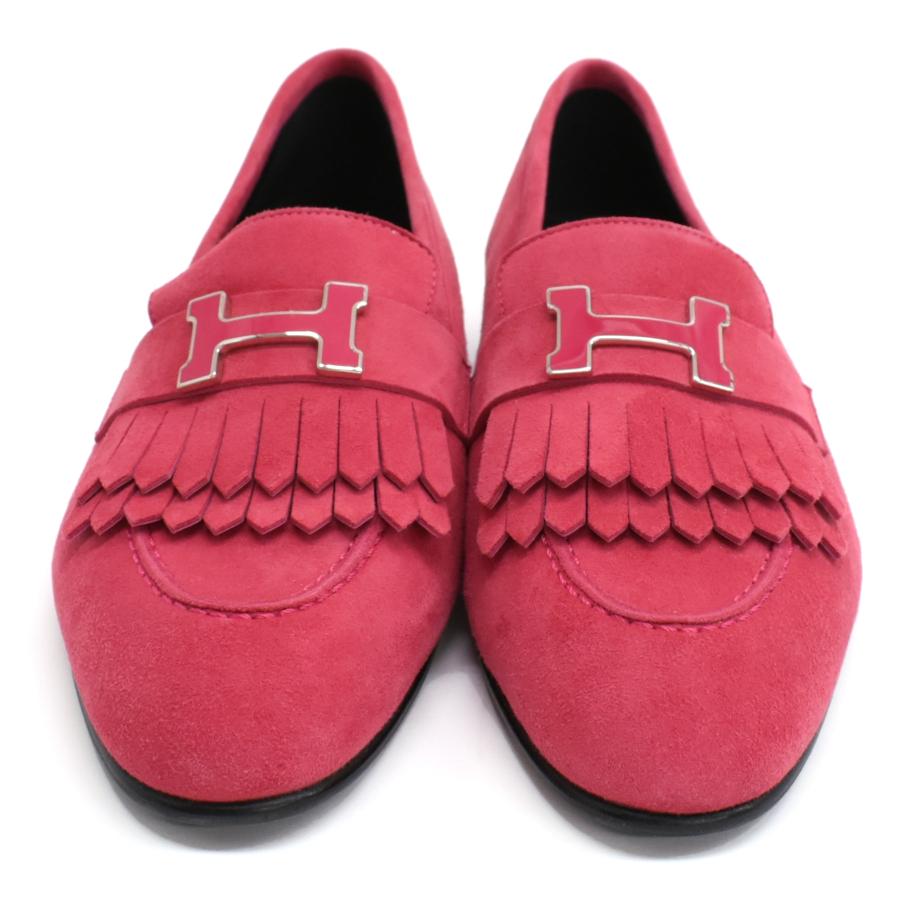 【中古】HERMES エルメス モカシンロワイヤル ピンク スウェード素材 37 HERMES（エルメス） 新品同様 モカシン ロワイヤル シェーヴルヴェロア