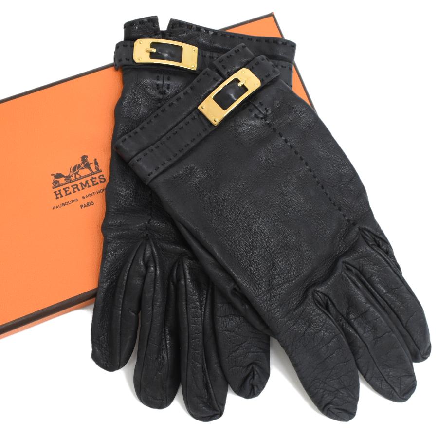 HERMES エルメス グローブ 手袋 レザー ブラック サイズ70 HERMES エルメス グローブ 手袋 レザー ブラック サイズ70