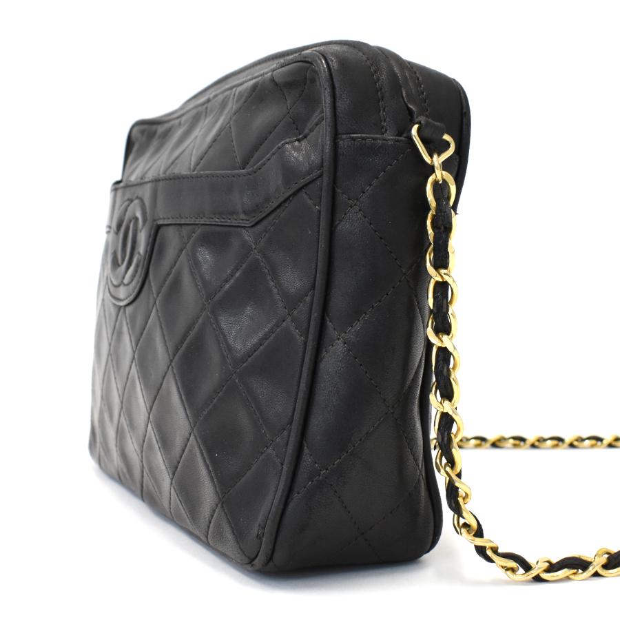 CHANELシャネルブラックレザータッセルチェーンショルダーバッグ黒