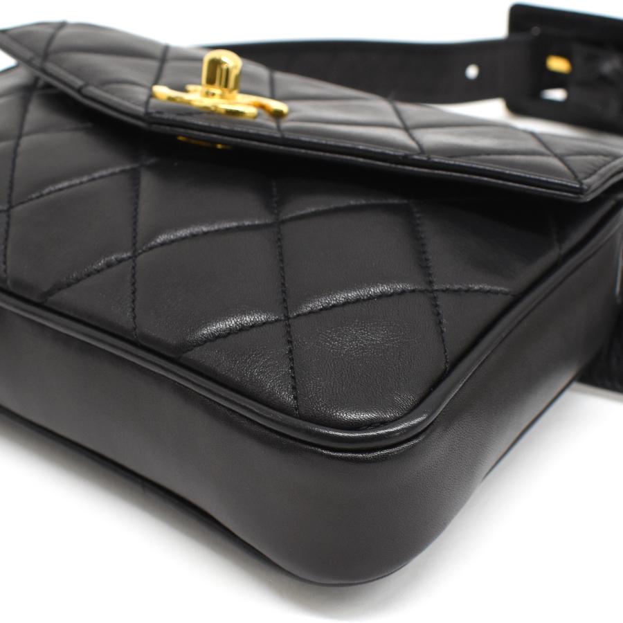 CHANEL / マトラッセ ウエストバッグ ラムスキン マトラッセ 新品同様 シャネル ウエストバッグ ラムスキン ブラック