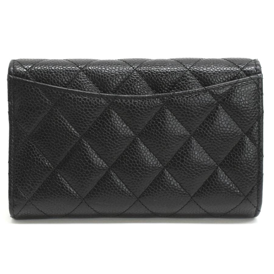 キャビアスキン シャネル ミディアムウォレット 三つ折り財布 AP0232