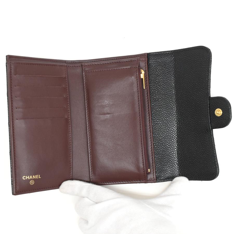 キャビアスキン シャネル ミディアムウォレット 三つ折り財布 AP0232